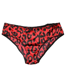 Black Red Leopard Mid Waist Brief Panty Underwear