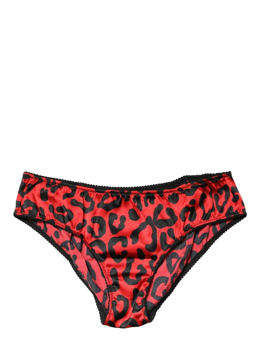 Black Red Leopard Mid Waist Brief Panty Underwear