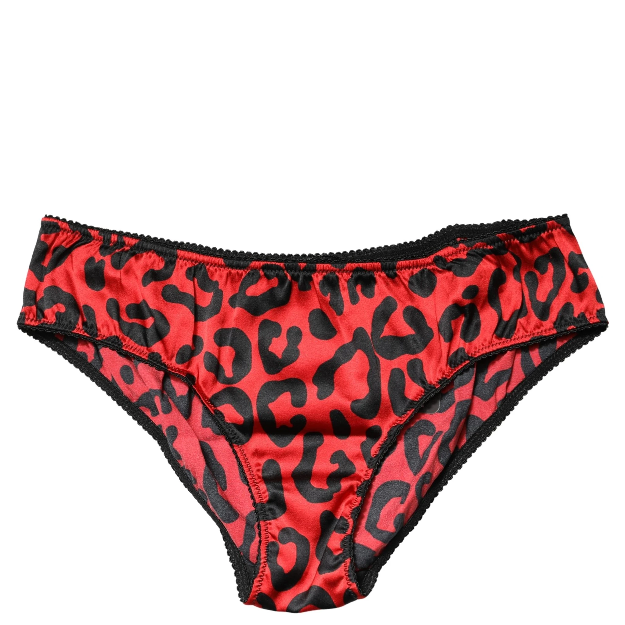 Black Red Leopard Mid Waist Brief Panty Underwear