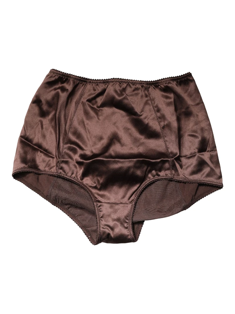 Brown Silk Blend High Waist Girdle Panty Underwear