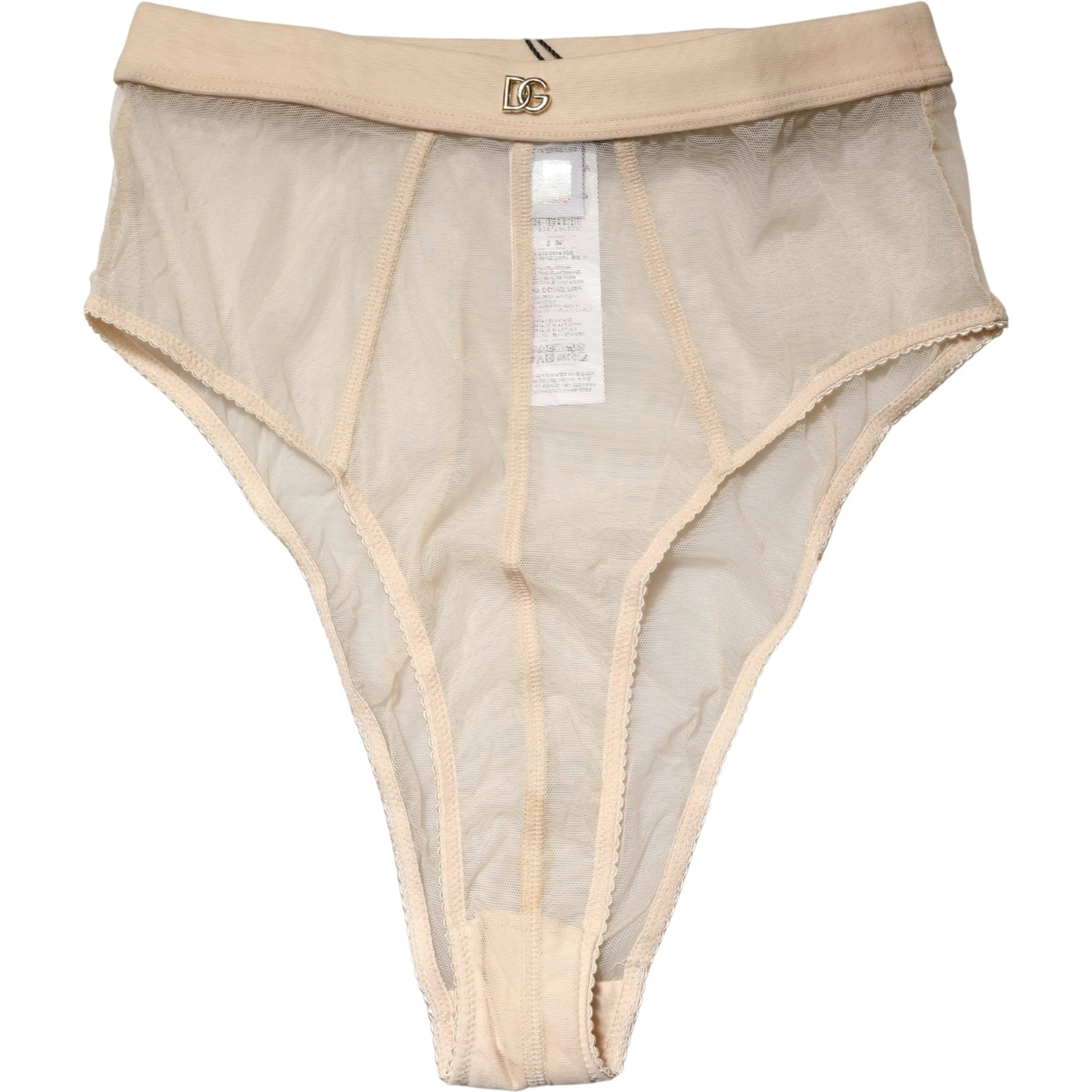 Beige Silk Blend High Waist Brief Panty Underwear