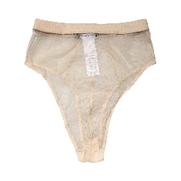 Beige Silk Blend High Waist Brief Panty Underwear