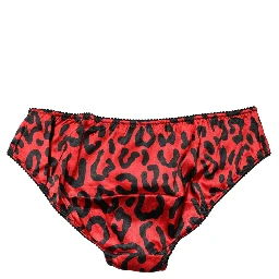 Black Red Leopard Mid Waist Brief Panty Underwear