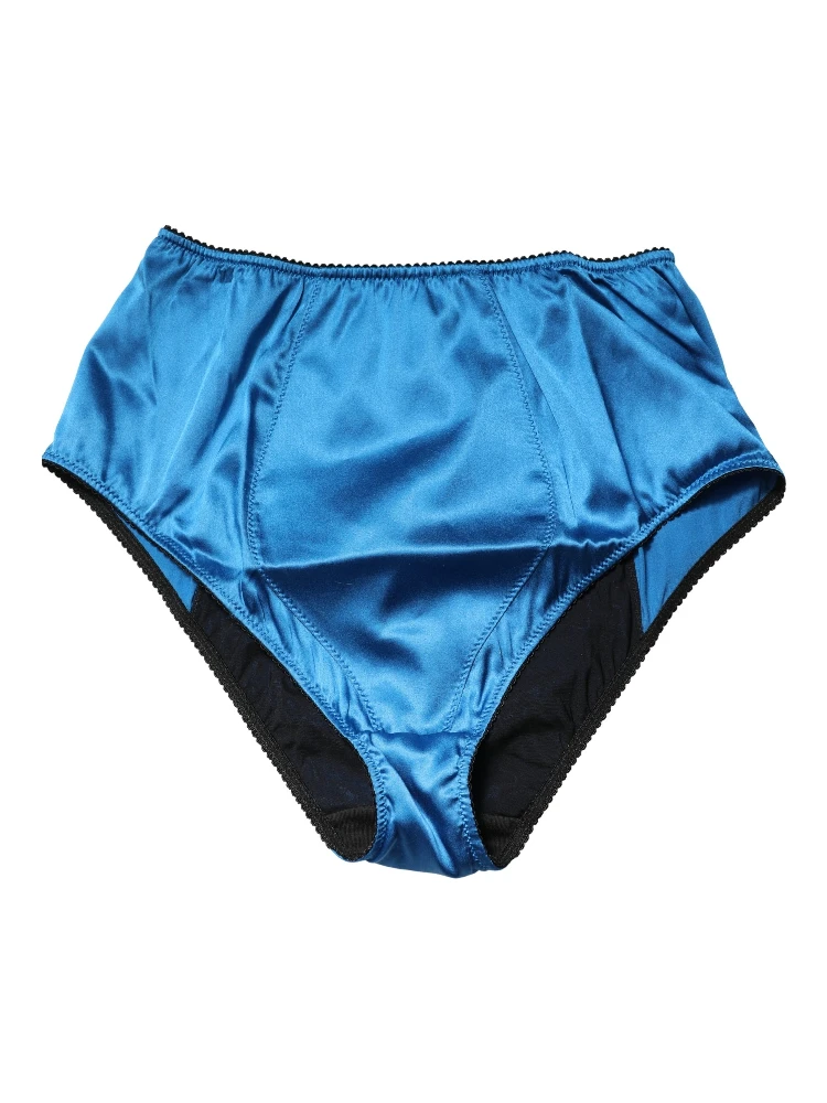 Blue Silk Blend High Waist Girdle Panty Underwear alternative