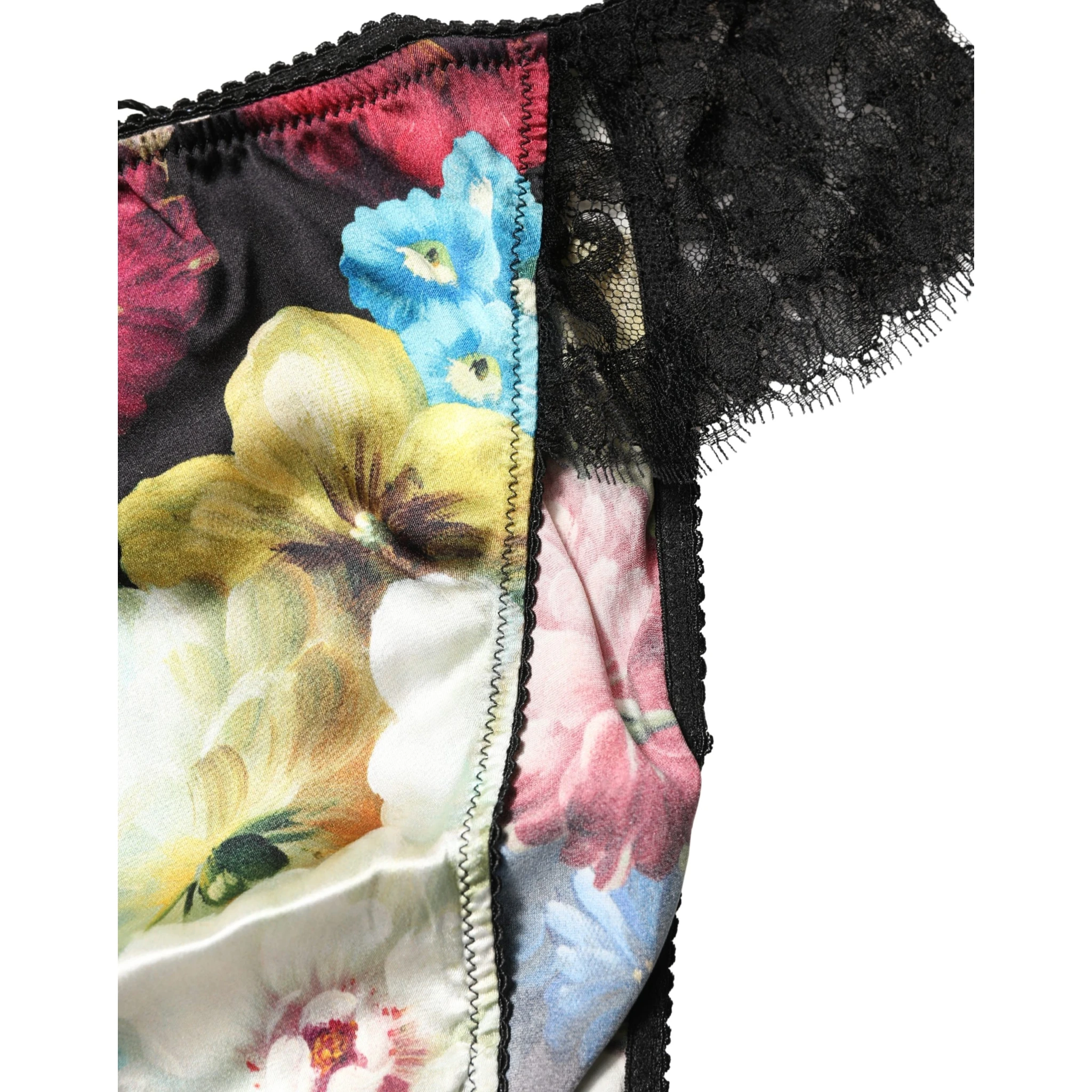 Black Floral Lace Mid Waist Brief Panty Underwear