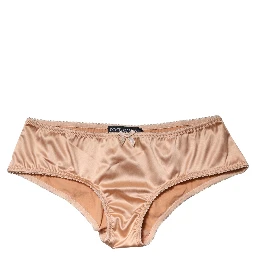Beige Silk Stretch Mid Waist Brief Panty Underwear