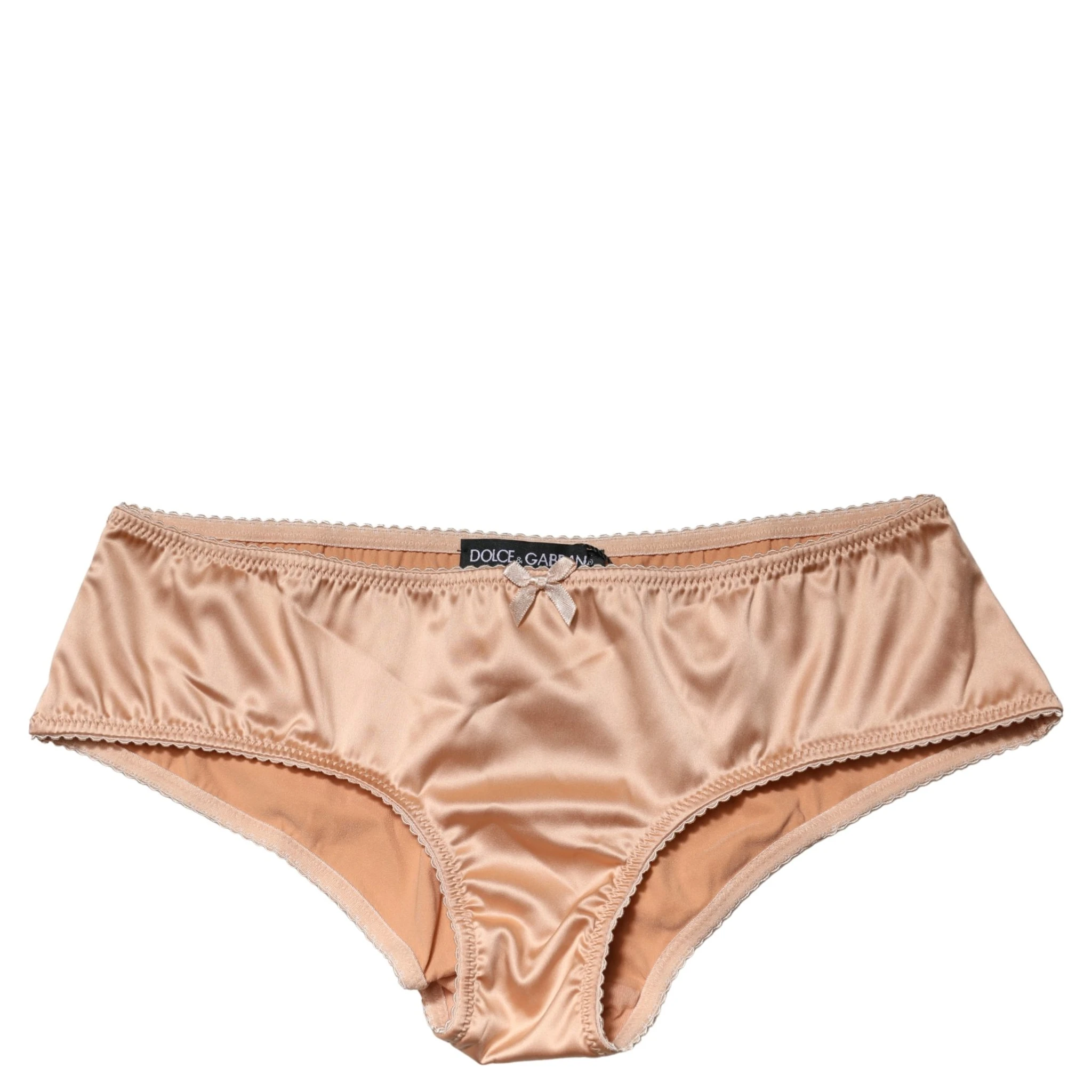 Beige Silk Stretch Mid Waist Brief Panty Underwear