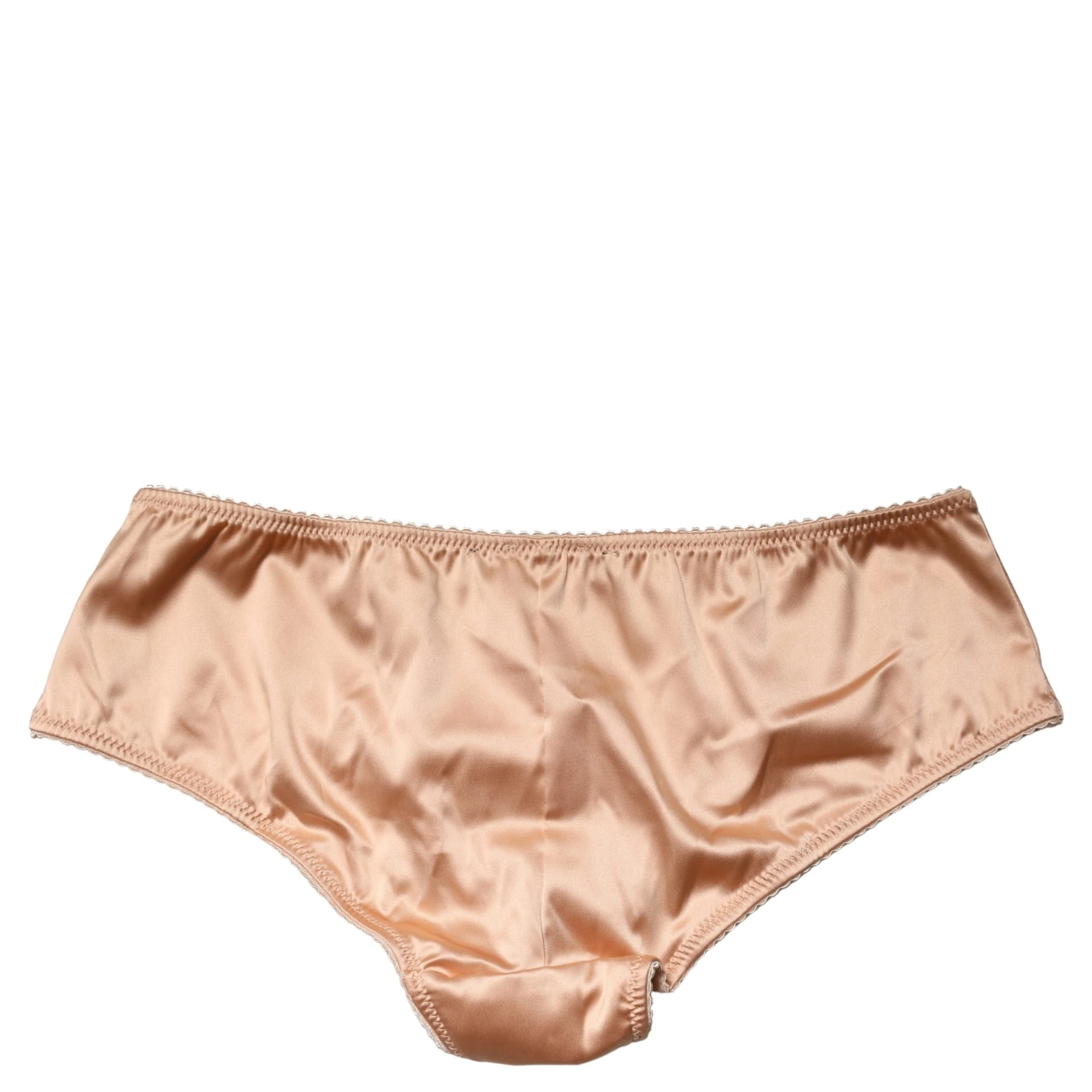 Beige Silk Stretch Mid Waist Brief Panty Underwear