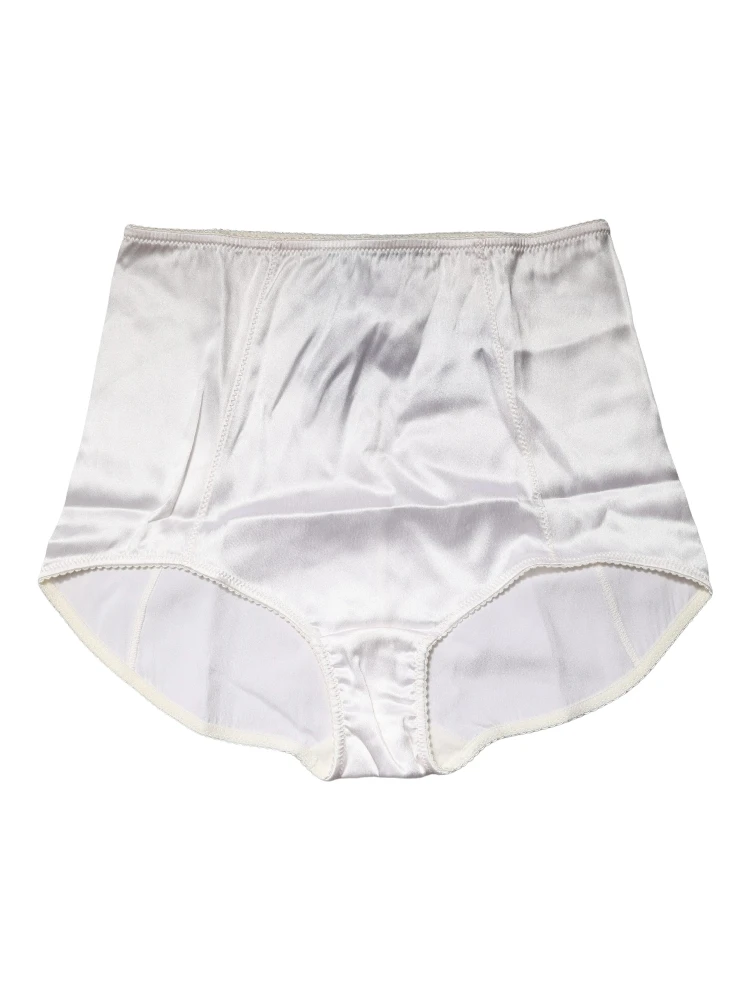 White Silk Blend High Waist Girdle Panty Underwear
