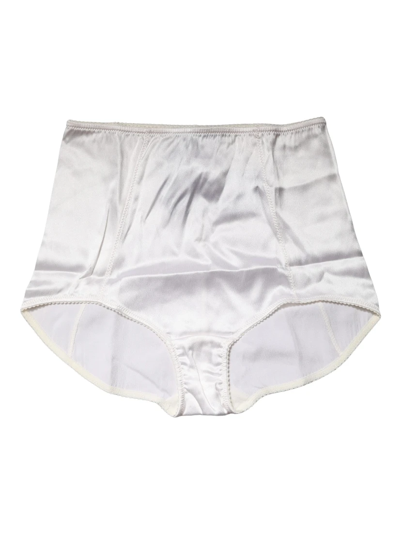 White Silk Blend High Waist Girdle Panty Underwear
