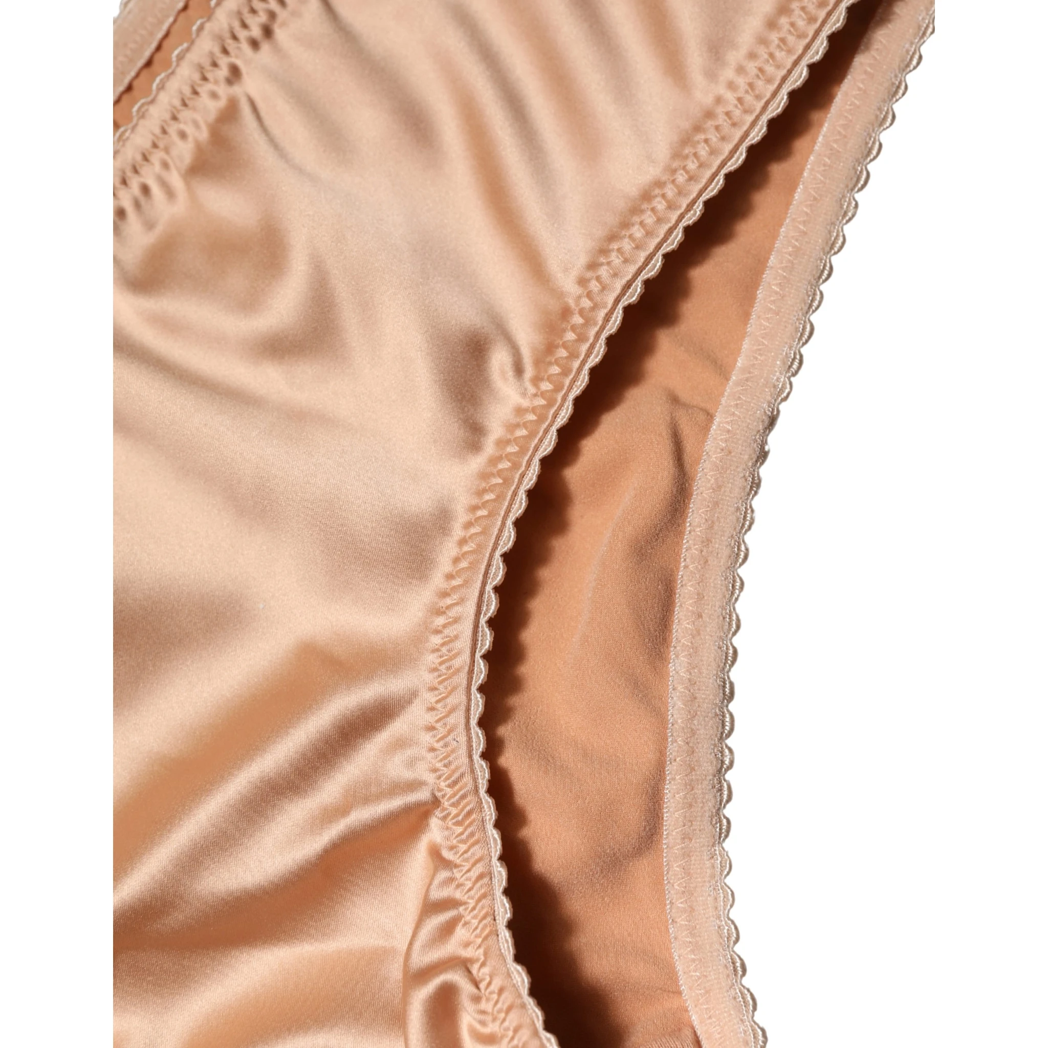 Beige Silk Stretch Mid Waist Brief Panty Underwear