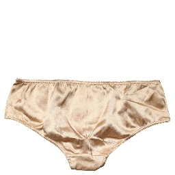 Beige Silk Stretch Mid Waist Brief Panty Underwear