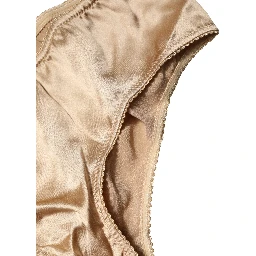 Beige Silk Stretch Mid Waist Brief Panty Underwear