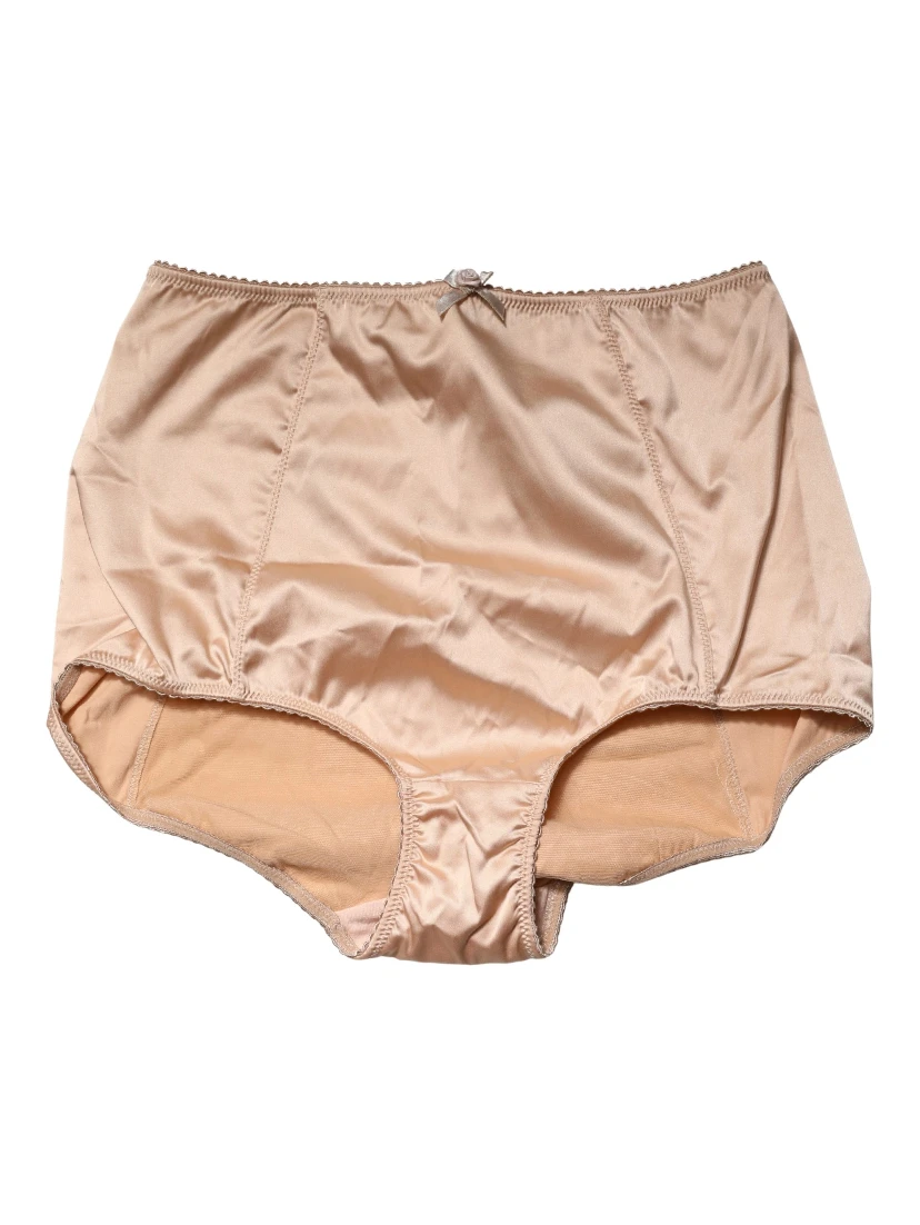 Beige Silk Blend High Waist Girdle Panty Underwear