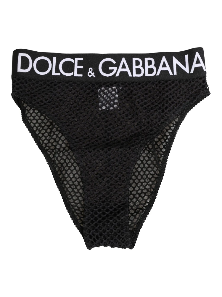 Black Cotton Mesh High Brief Panty Underwear
