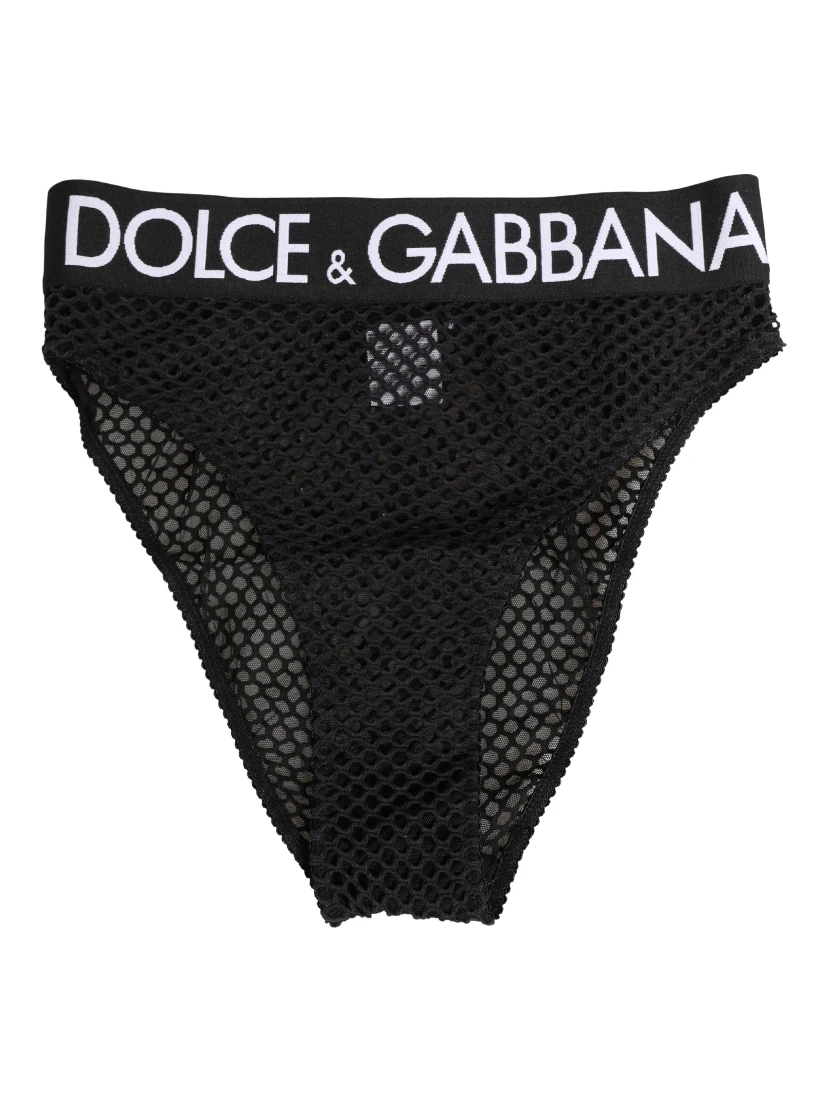 Black Cotton Mesh High Brief Panty Underwear