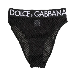 Black Cotton Mesh High Brief Panty Underwear