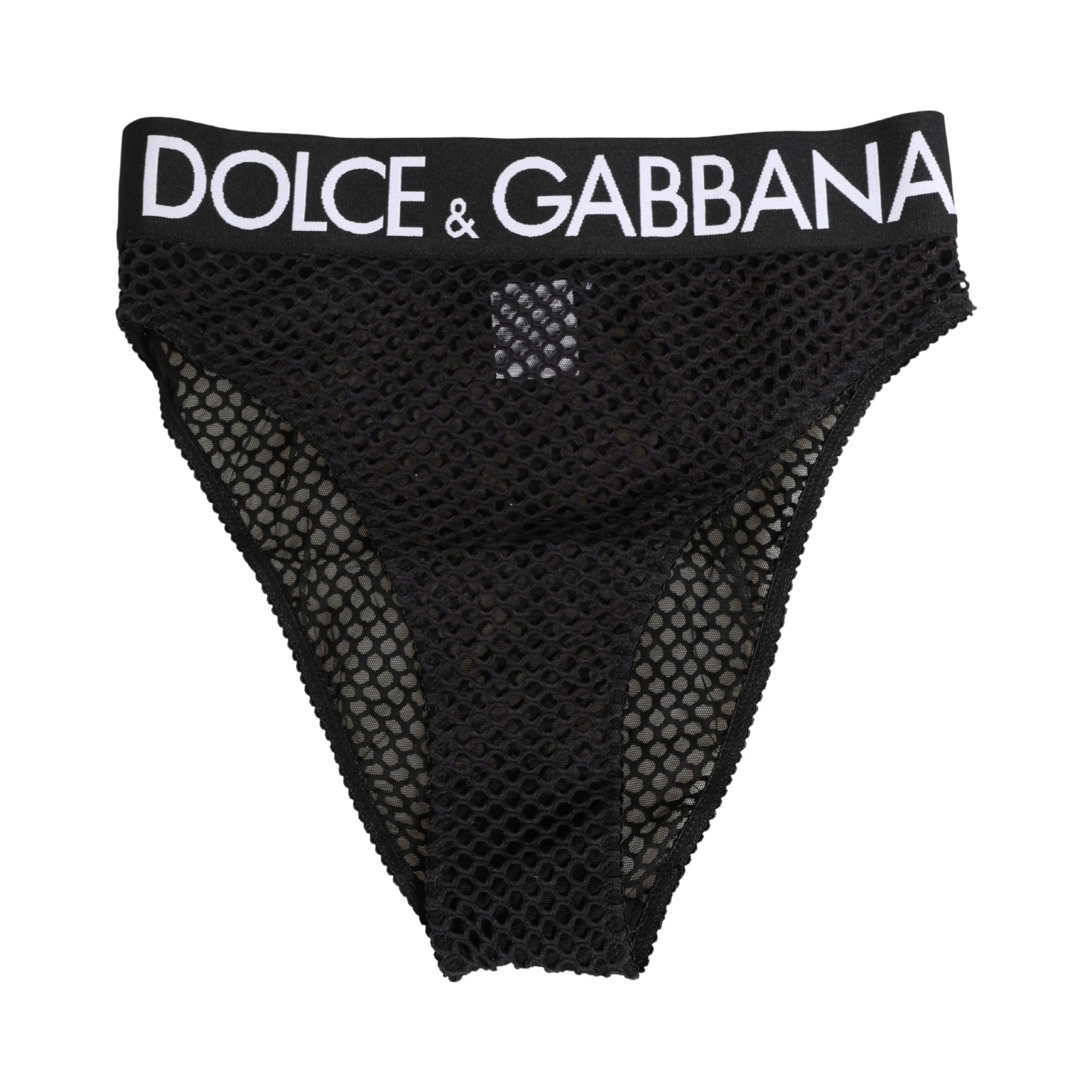 Black Cotton Mesh High Brief Panty Underwear