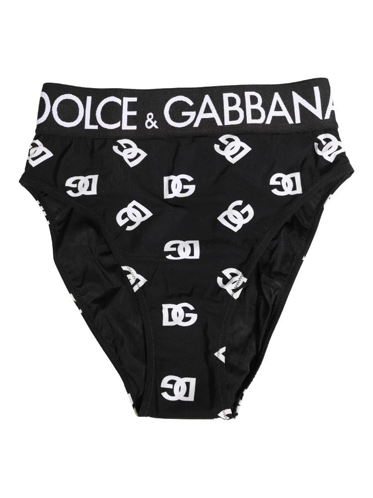 White Black Logo Waistband Midi Brief Underwear