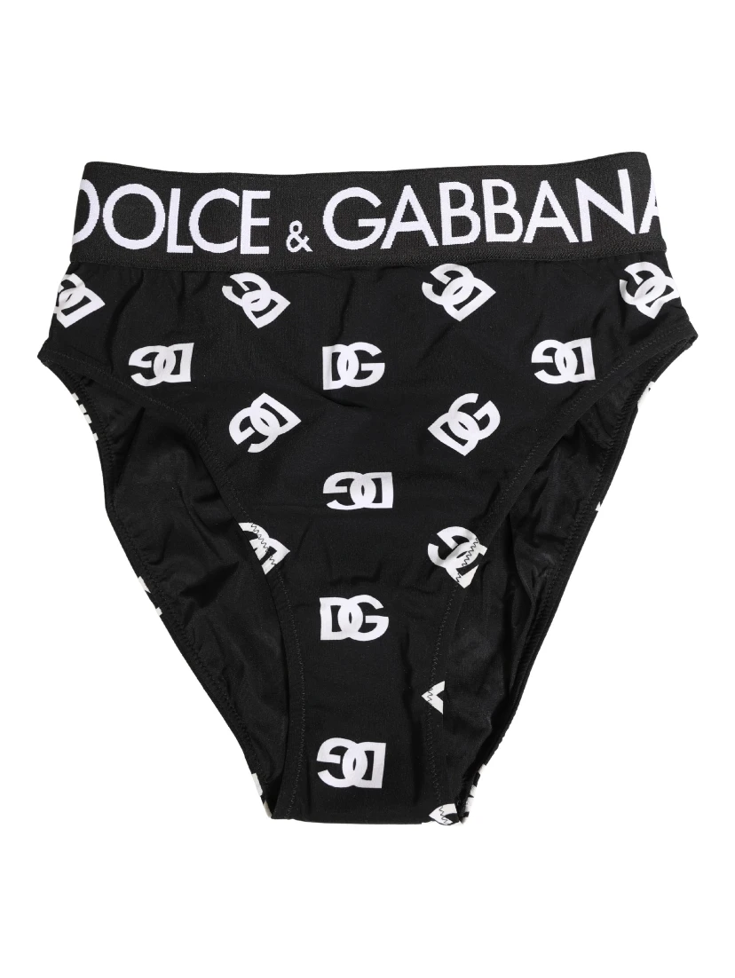 White Black Logo Waistband Midi Brief Underwear