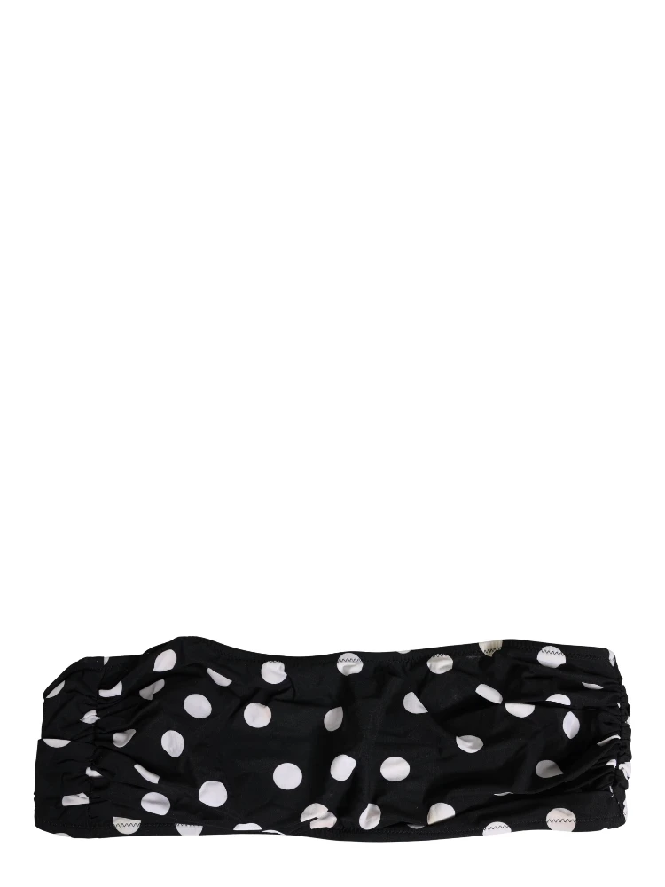 Black White Polka Dot Bandeau Beachwear Swimwear