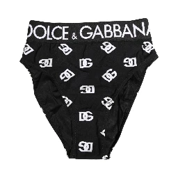 White Black Logo Waistband Midi Brief Underwear