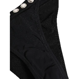 Black Crystal Embellished Bikini Bottom Swimwear