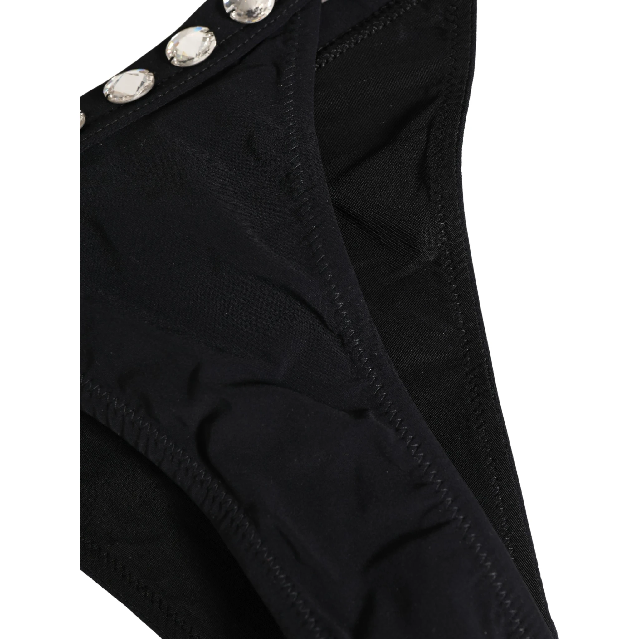 Black Crystal Embellished Bikini Bottom Swimwear