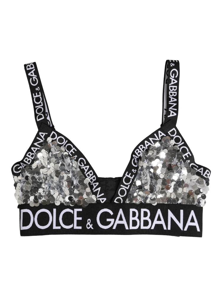 Silver Sequined Triangle Soft Cup Bra Underwear alternative