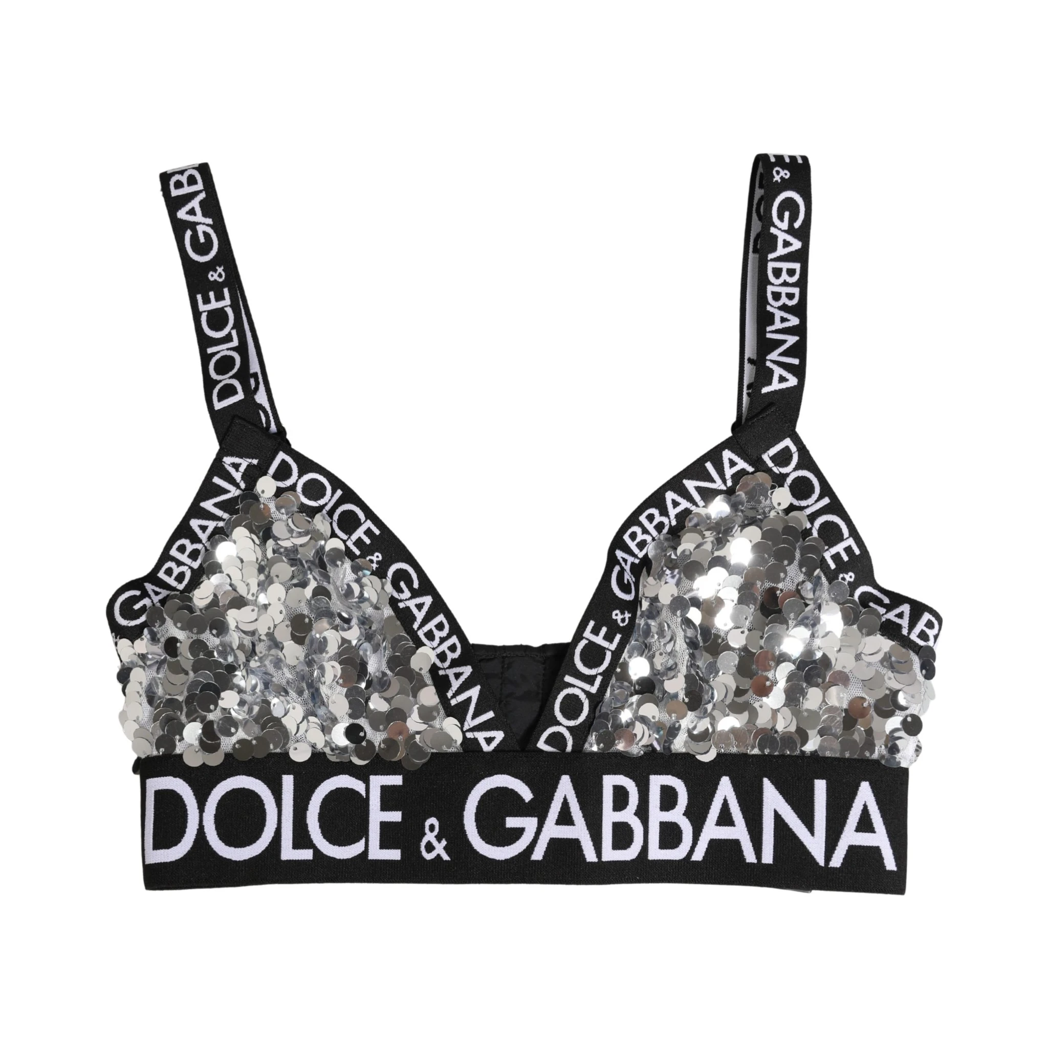 Silver Sequined Triangle Soft Cup Bra Underwear