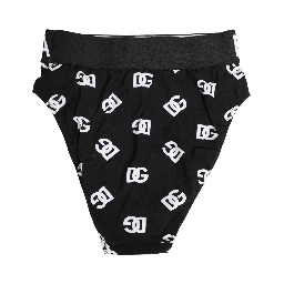 White Black Logo Waistband Midi Brief Underwear