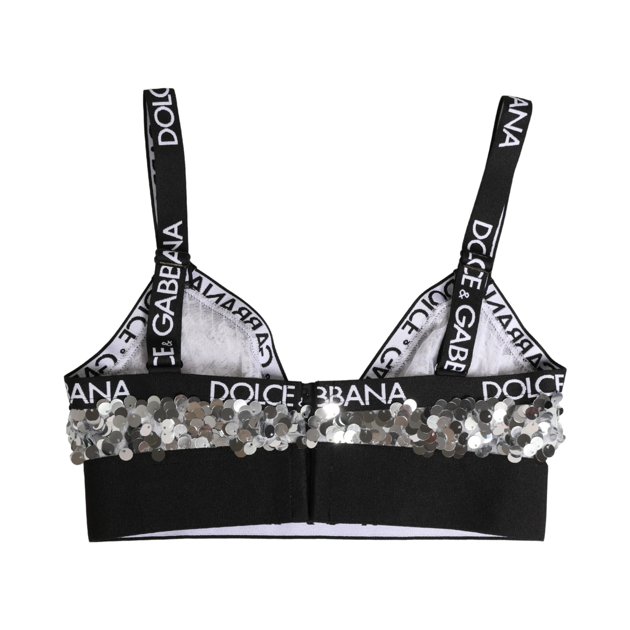 Silver Sequined Triangle Soft Cup Bra Underwear