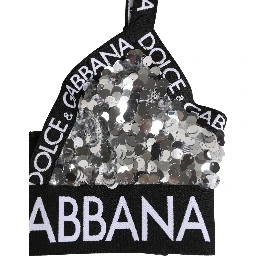 Silver Sequined Triangle Soft Cup Bra Underwear