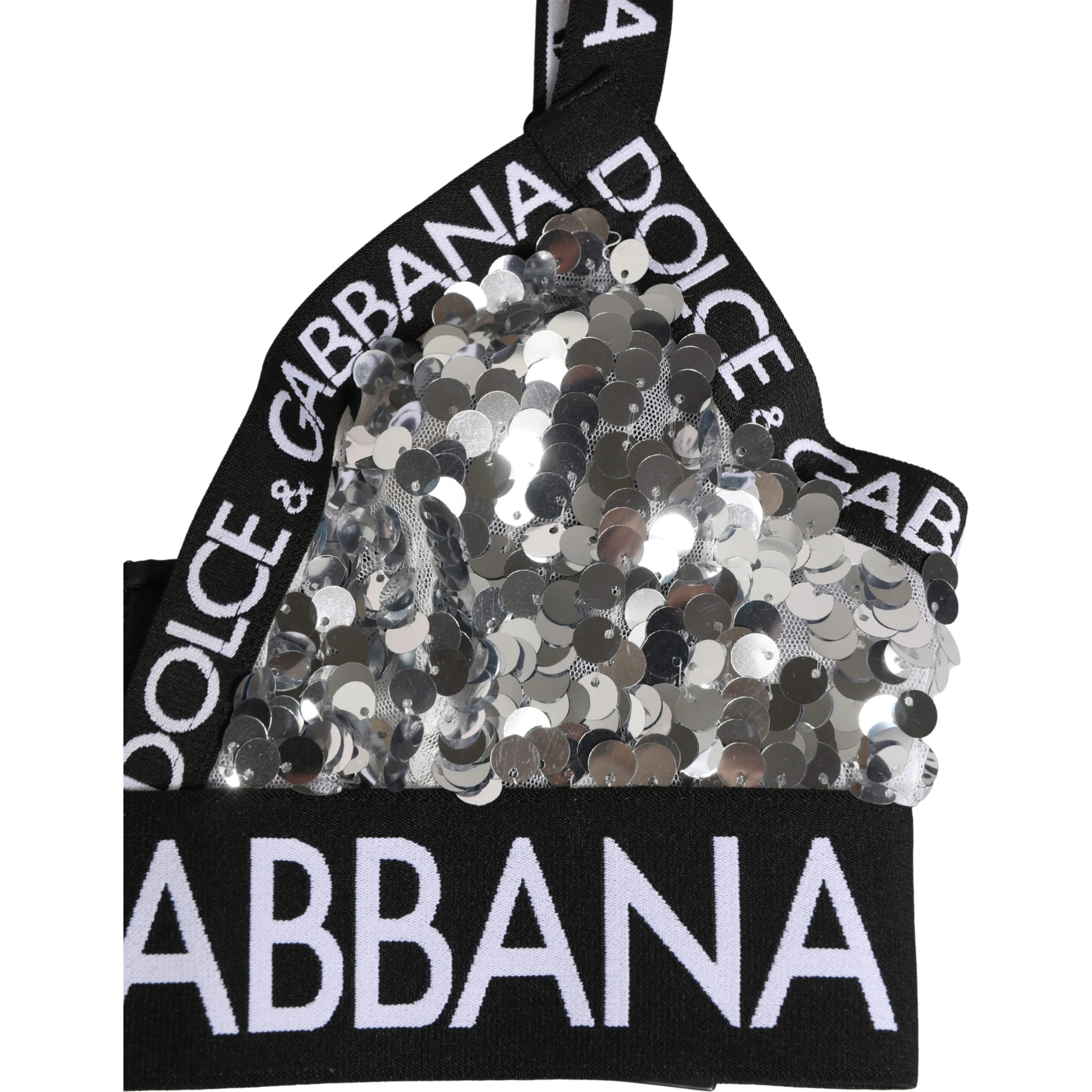 Silver Sequined Triangle Soft Cup Bra Underwear