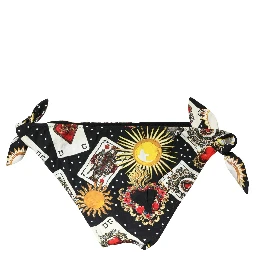 Black Graphic Cards Print Bikini Bottom Swimwear