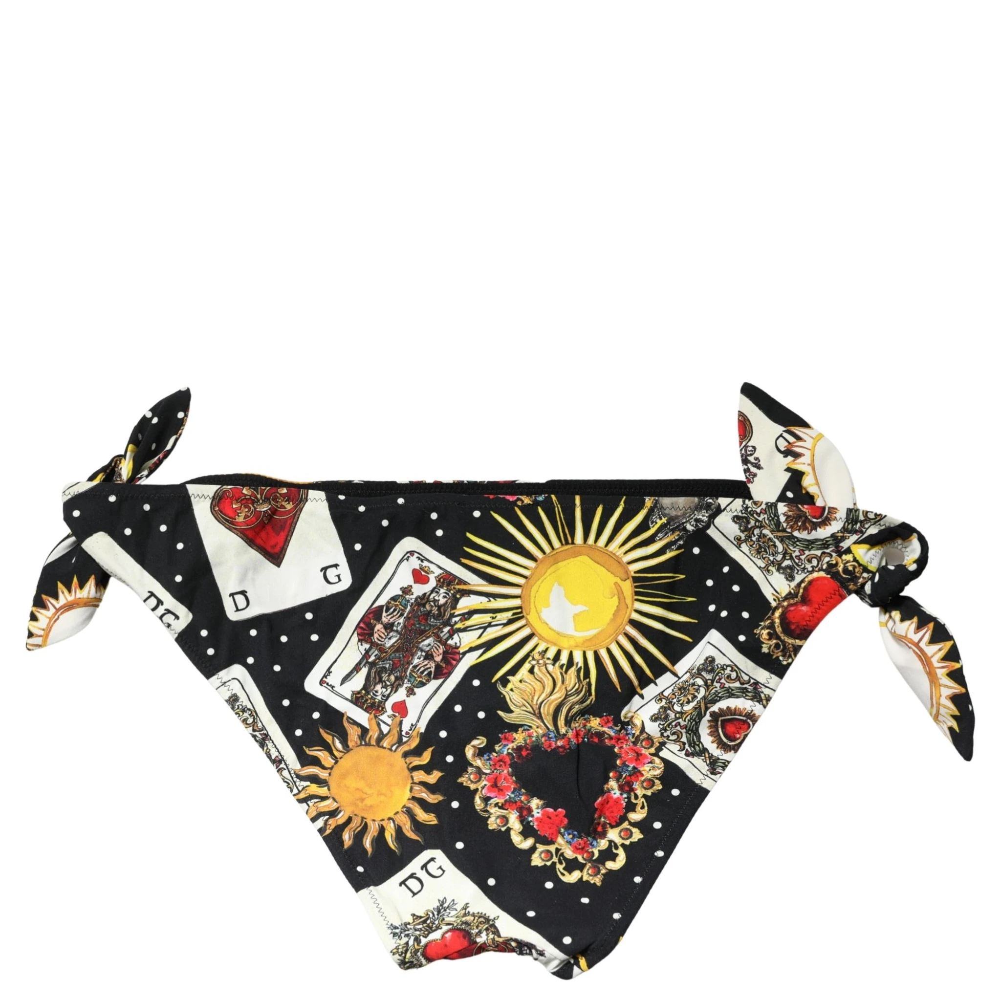 Black Graphic Cards Print Bikini Bottom Swimwear