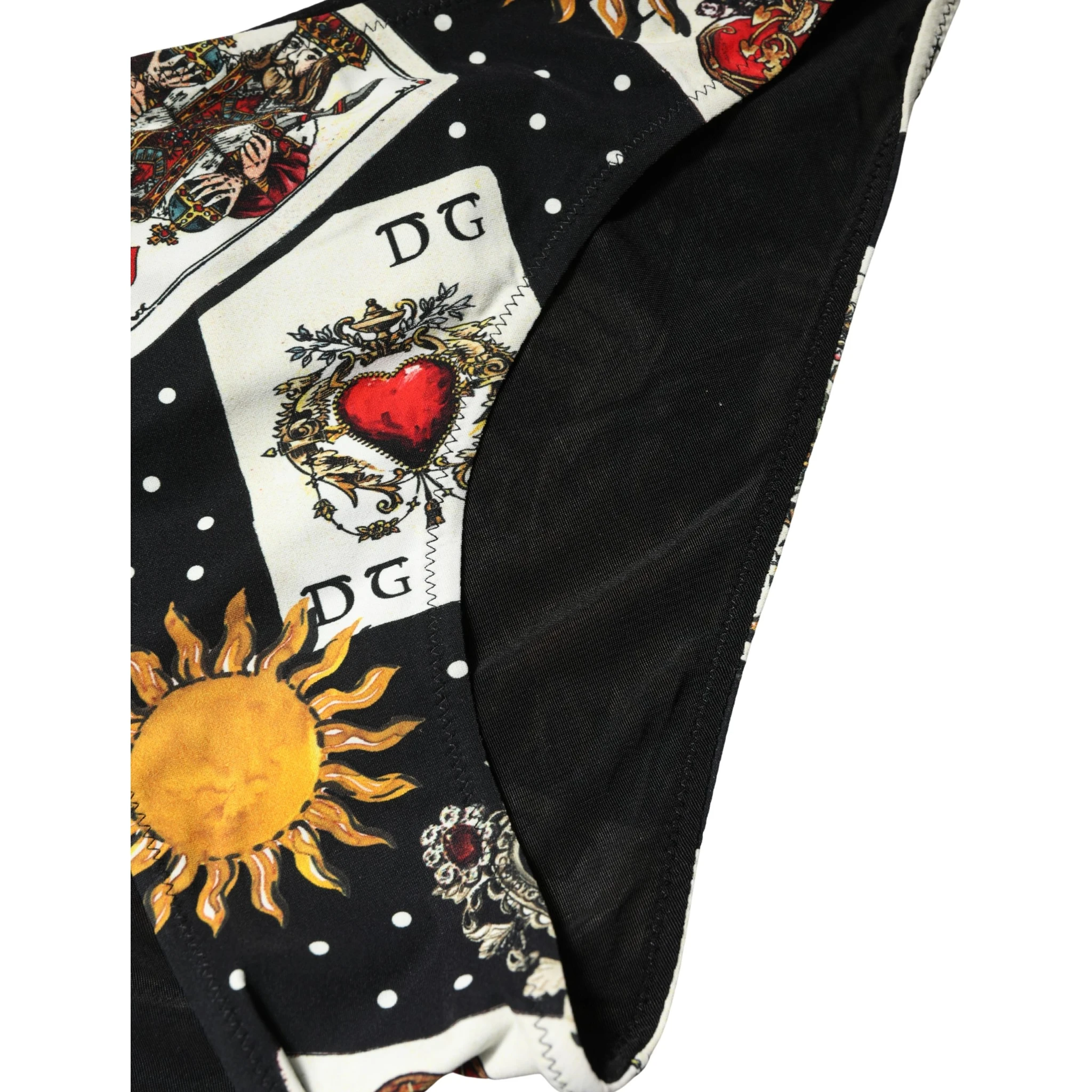 Black Graphic Cards Print Bikini Bottom Swimwear