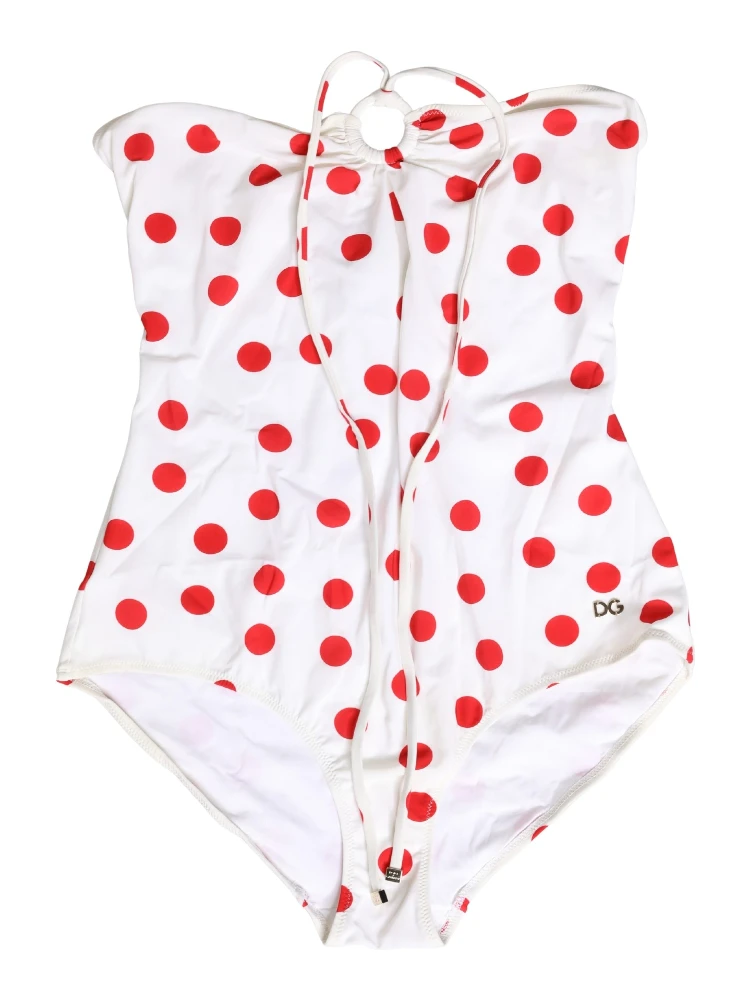 White Polka Dot One-Piece Swimsuit Swimwear alternative