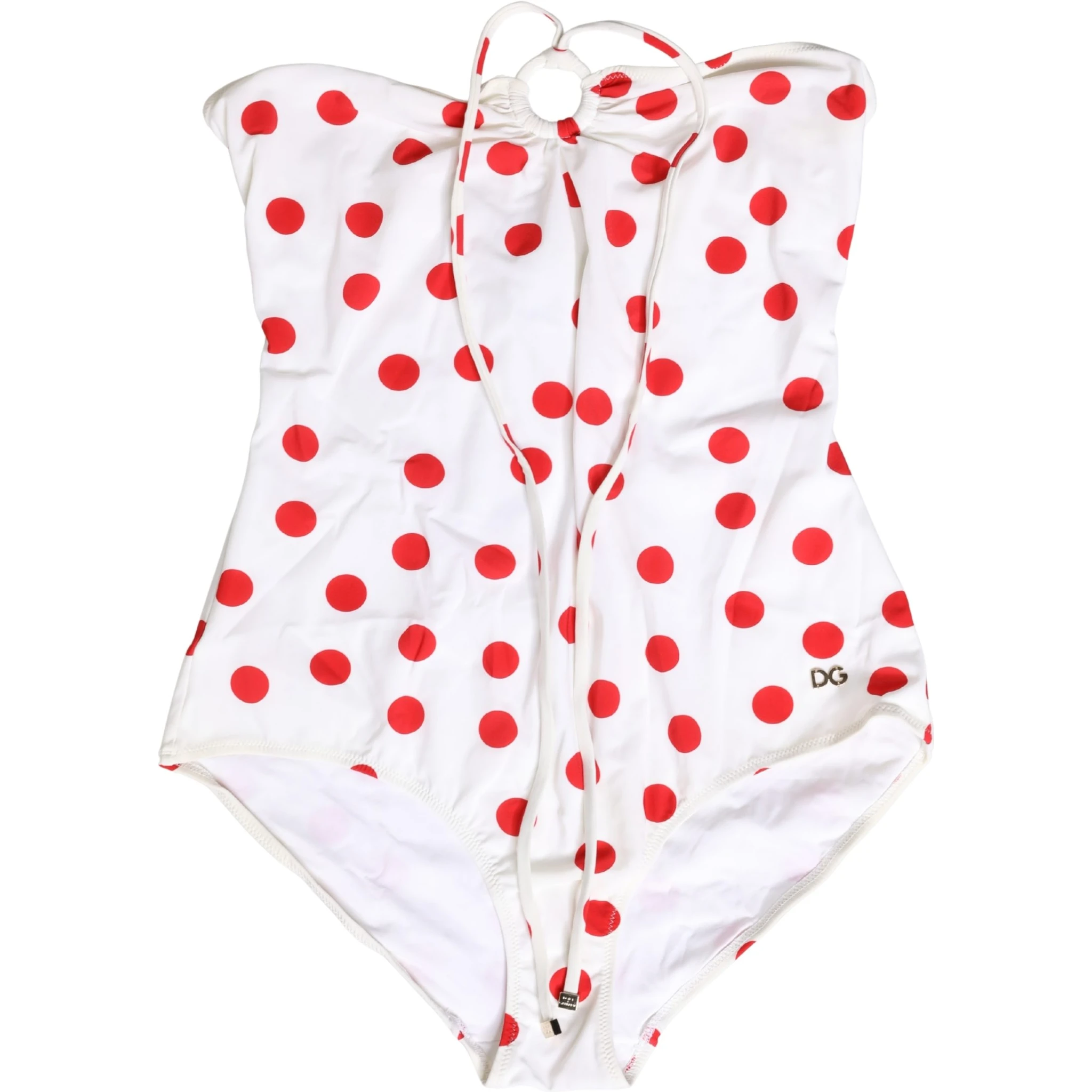 White Polka Dot One-Piece Swimsuit Swimwear