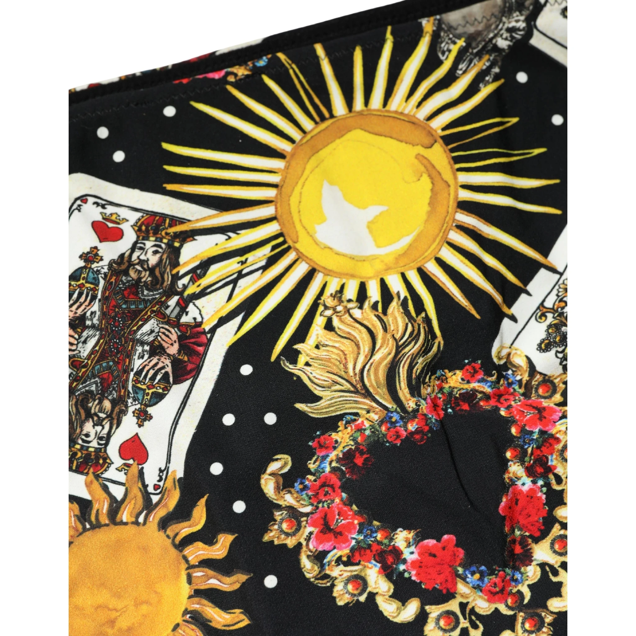 Black Graphic Cards Print Bikini Bottom Swimwear