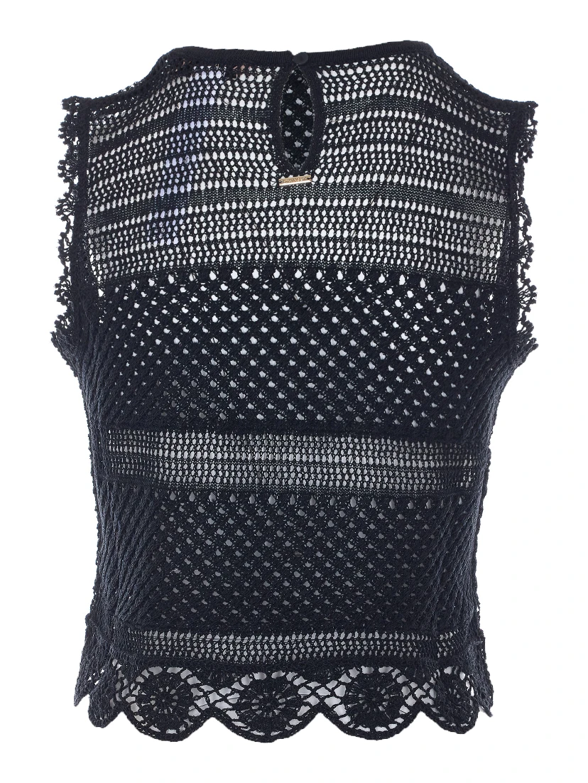 طقم ملابس علوية أسود مكون من قطعتين