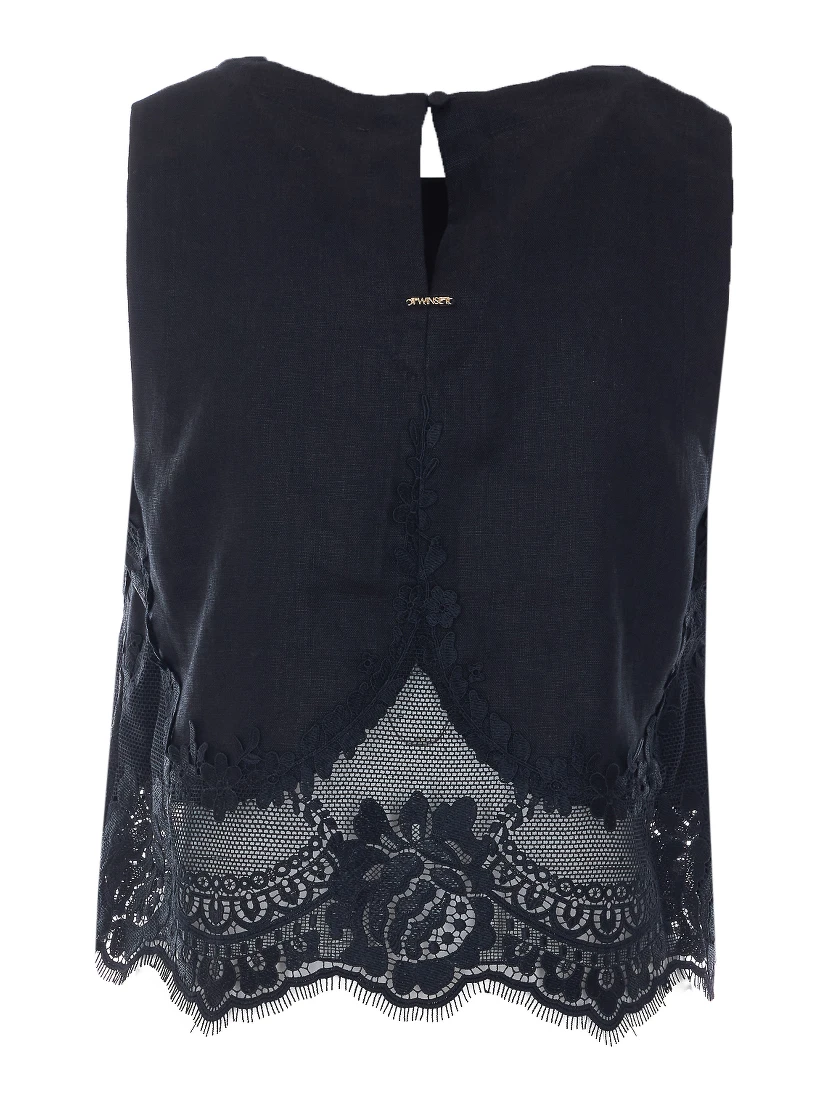 طقم ملابس علوية أسود مكون من قطعتين