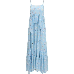 Blue Viscose Long Dress
