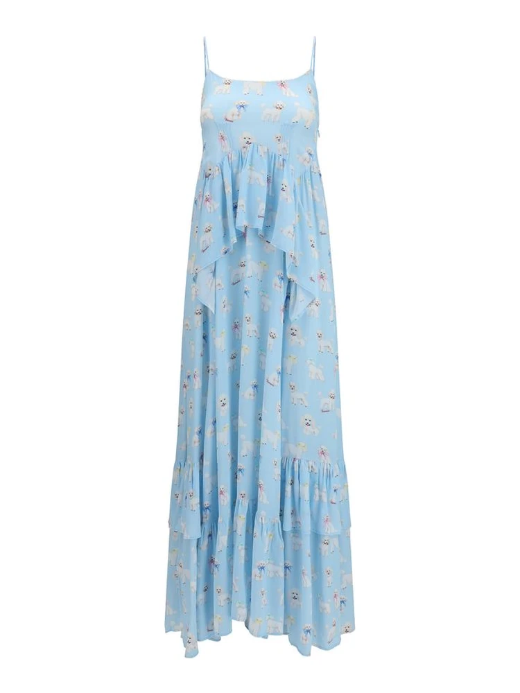 Blue Viscose Long Dress