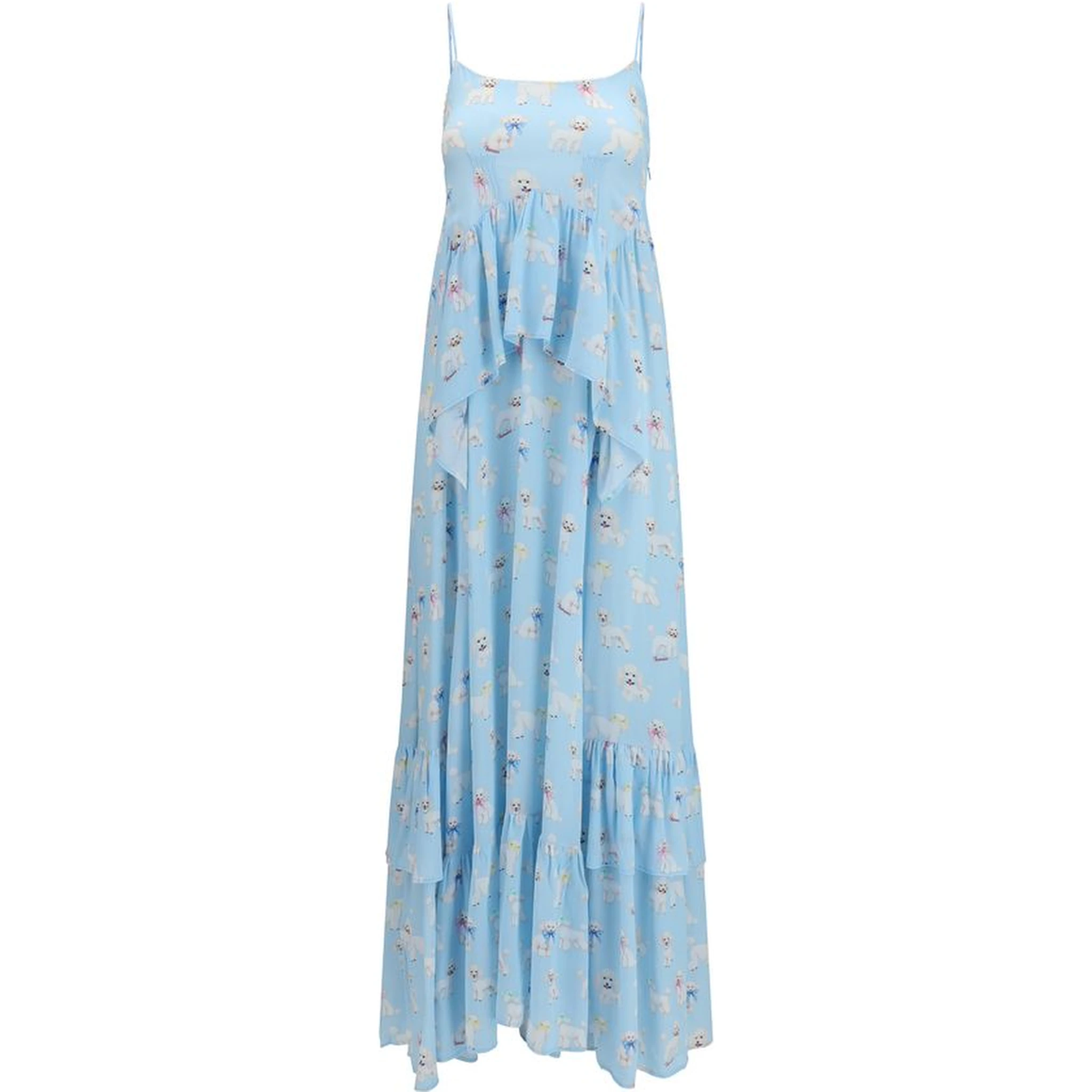 Blue Viscose Long Dress
