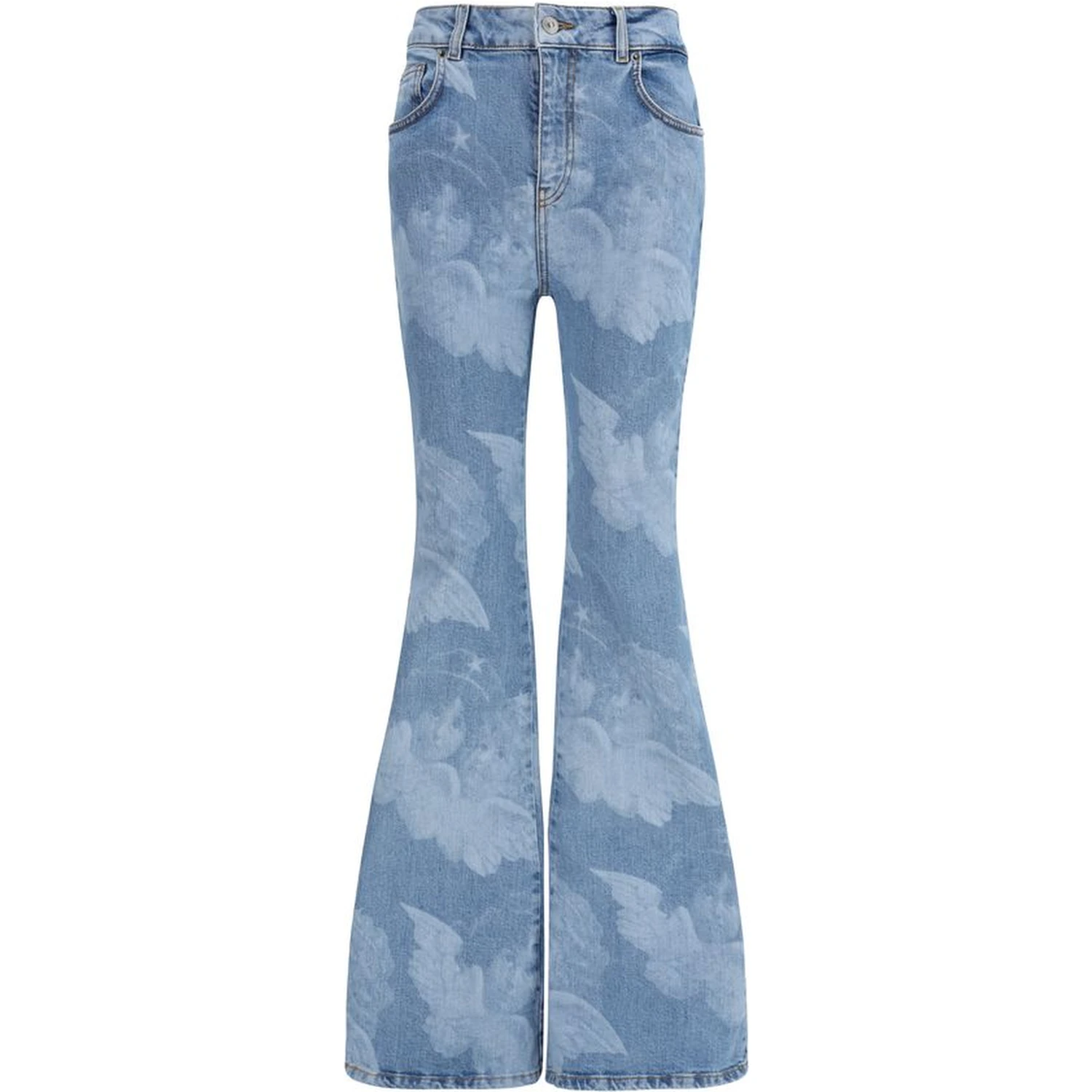 Blue Cotton Flared Jeans