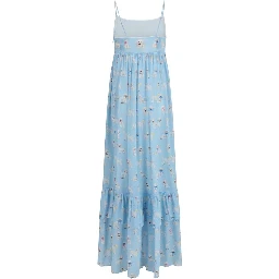 Blue Viscose Long Dress