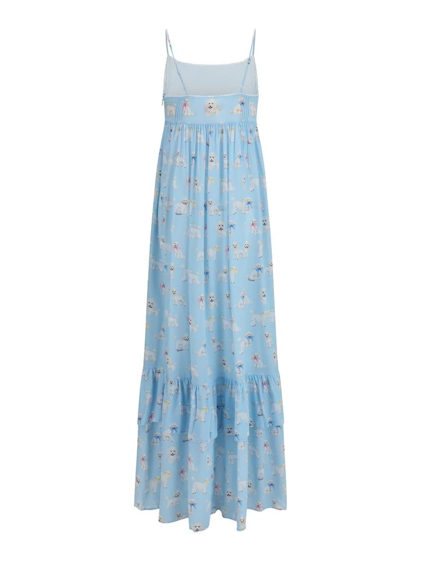 Blue Viscose Long Dress