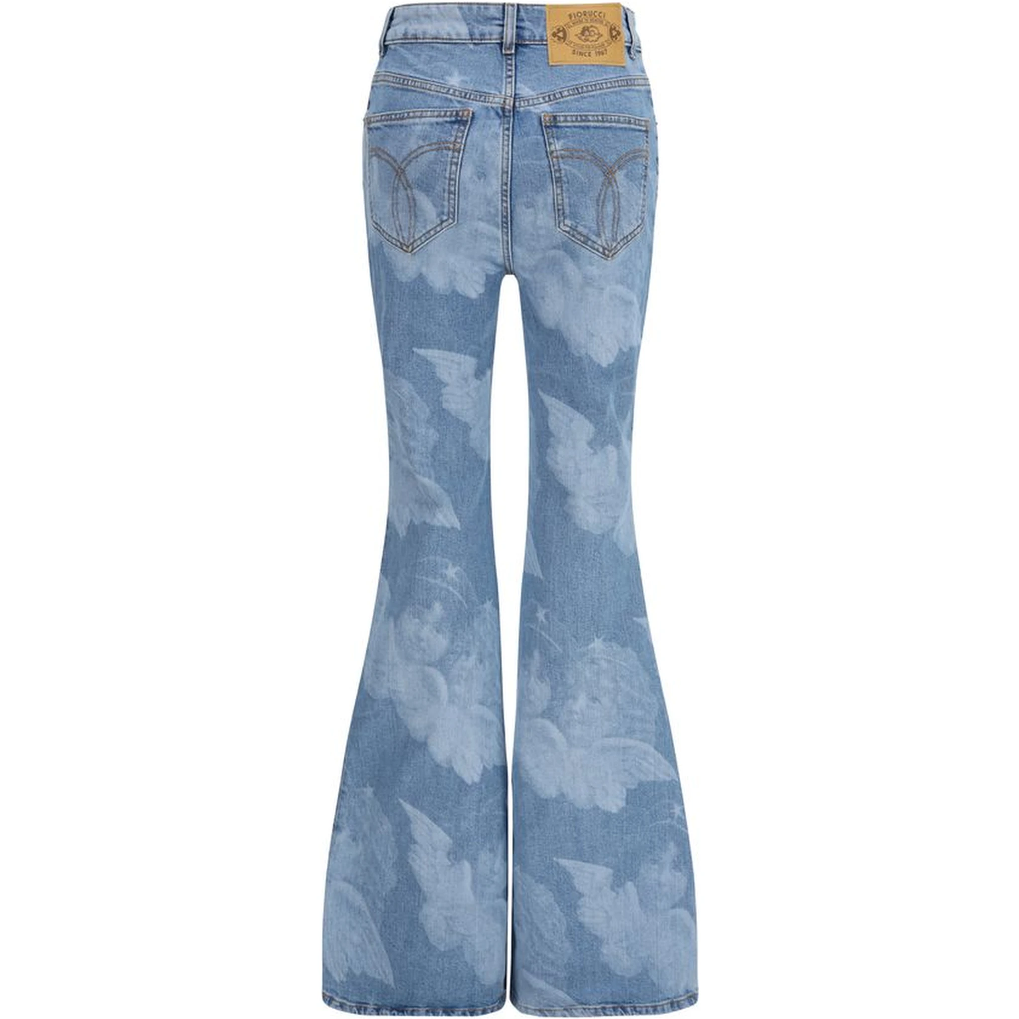 Blue Cotton Flared Jeans