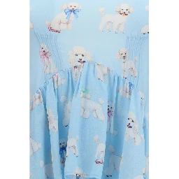 Blue Viscose Long Dress